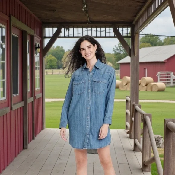 Universal Thread Denim Shirt Dress/Cardigan. Size:XL - Picture 2 of 12